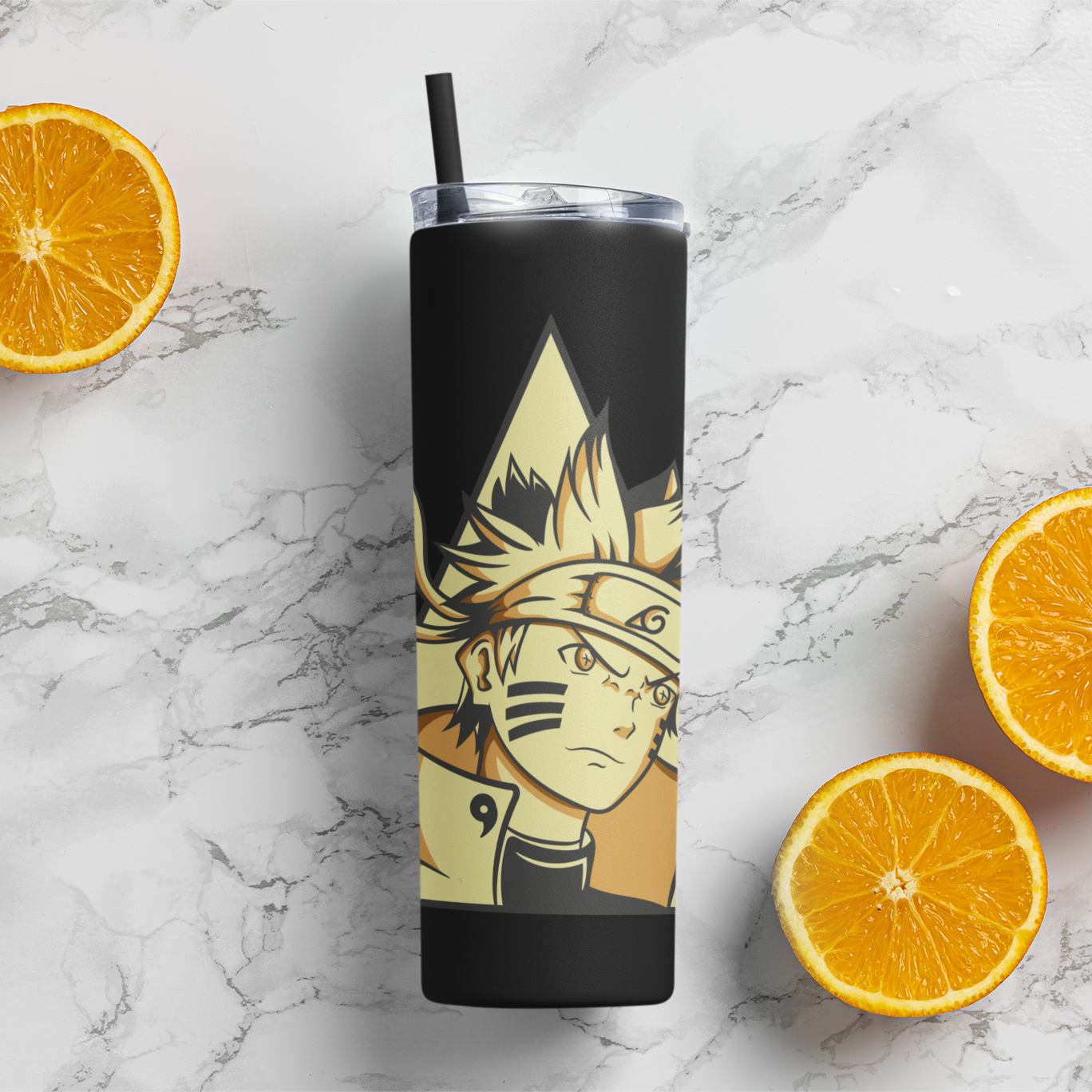 Naruto Sage Mode Design Skinny Tumbler featuring some oranges