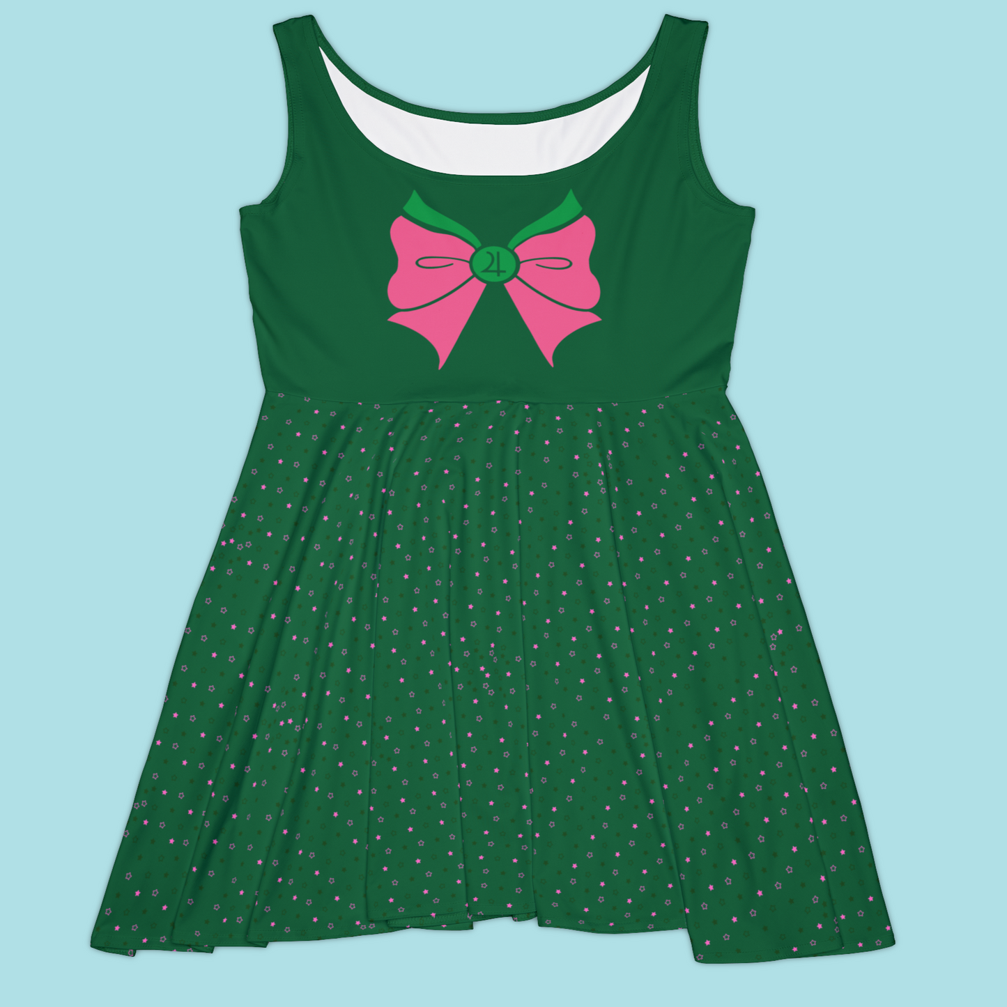 Sailor Jupiter Bow Pattern Skater Dress against minimalist surface.