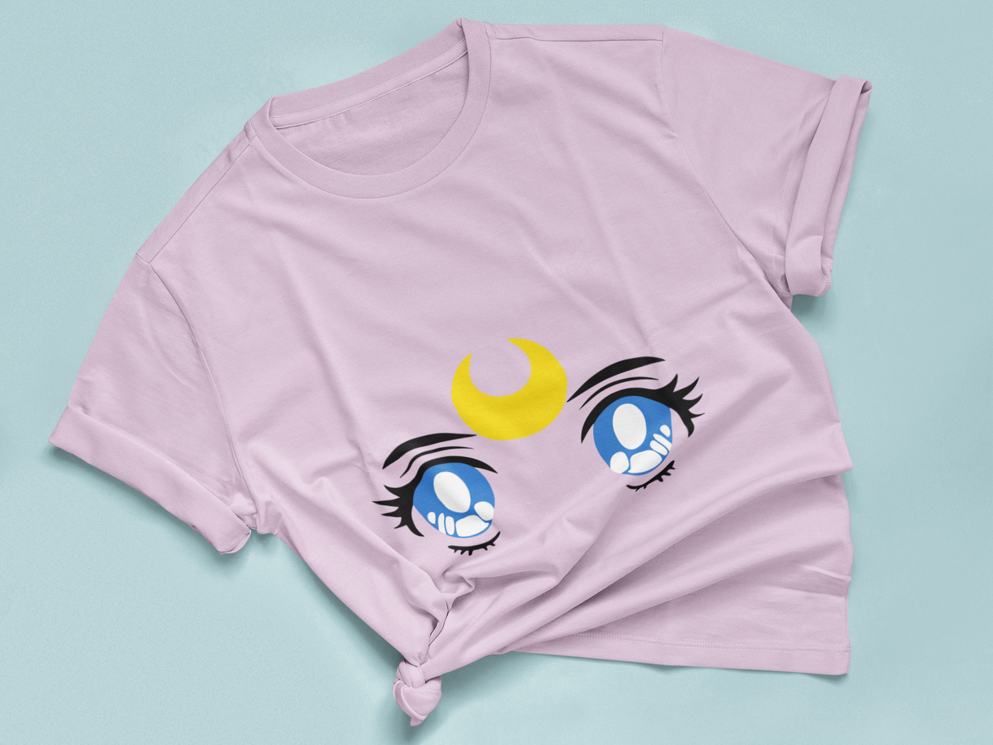 Sailor Moon Transformation Eyes Tee in lilac knotted in cute style.