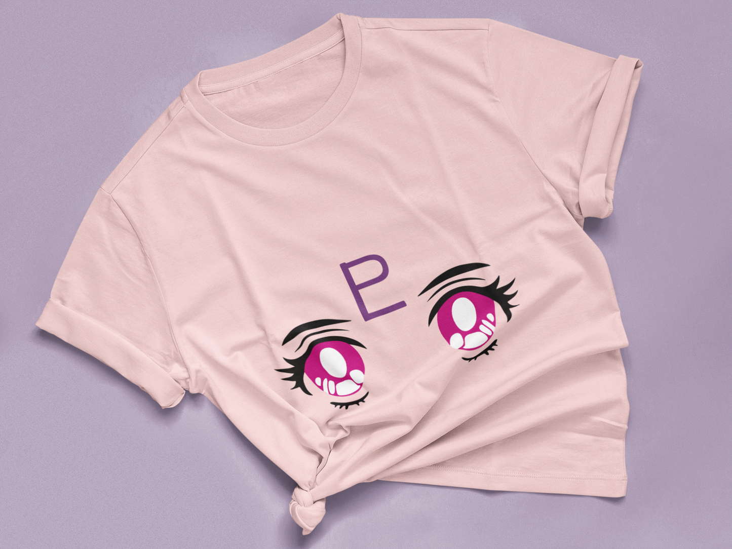 Sailor Pluto Transformation Eyes Tee in pink knotted in cute style.