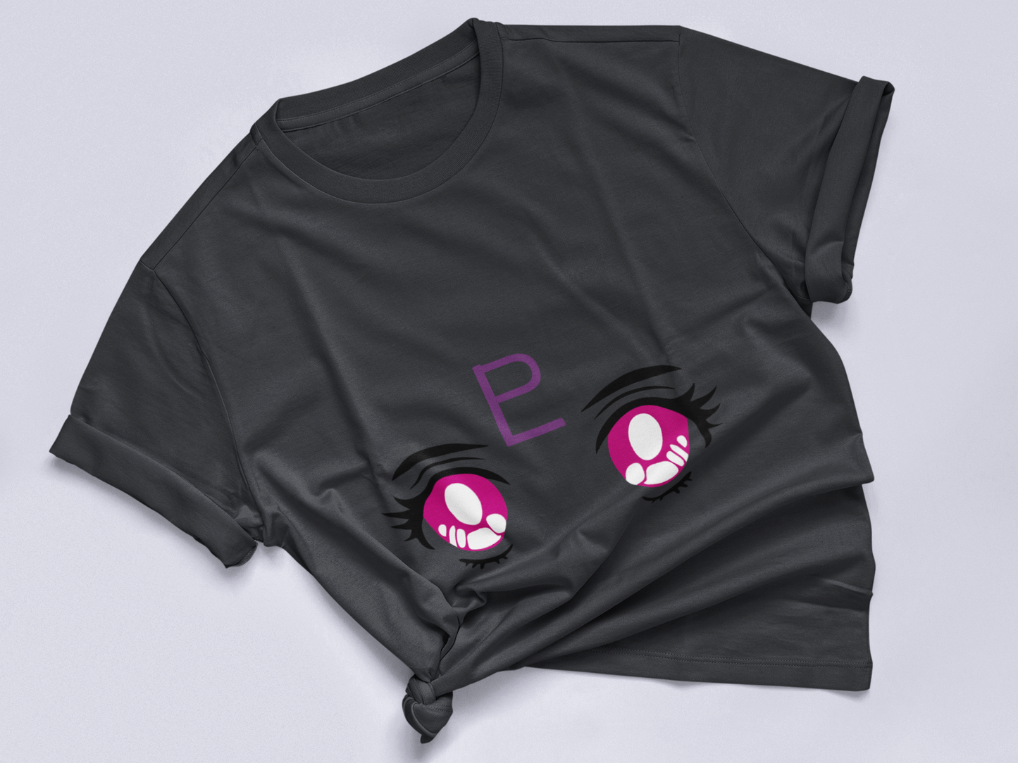 Sailor Pluto Transformation Eyes Tee in vintage black knotted in cute style.