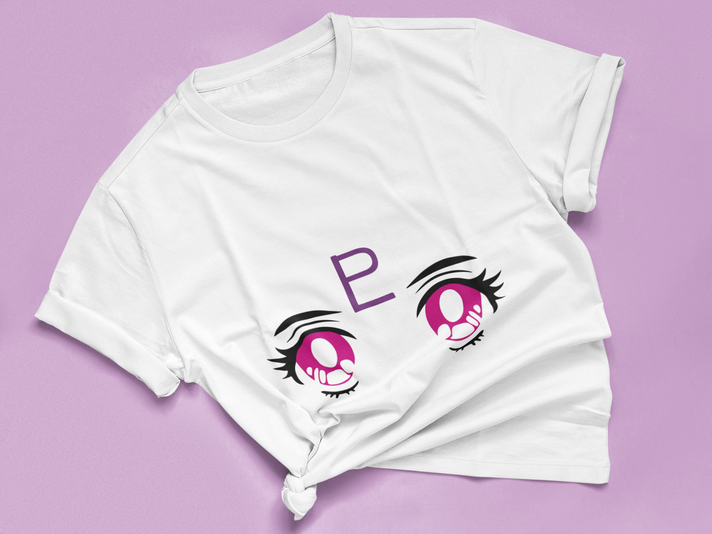 Sailor Pluto Transformation Eyes Tee in white knotted in cute style.