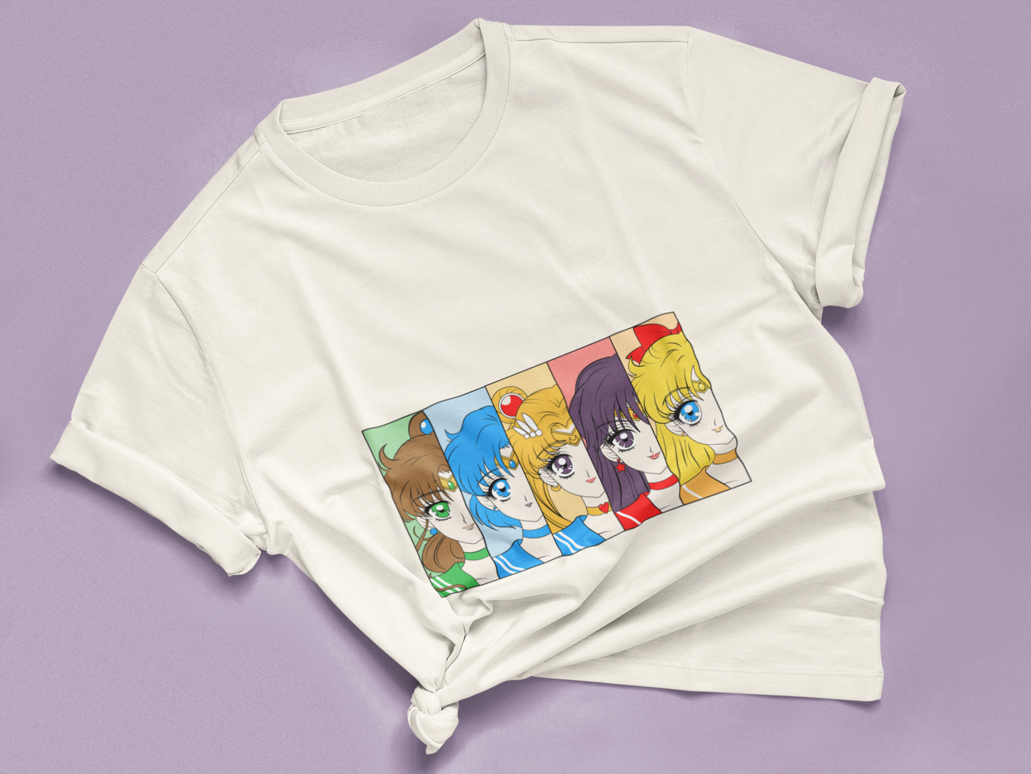 Sailor Scouts Portrait Tee in natural knotted in cute style.