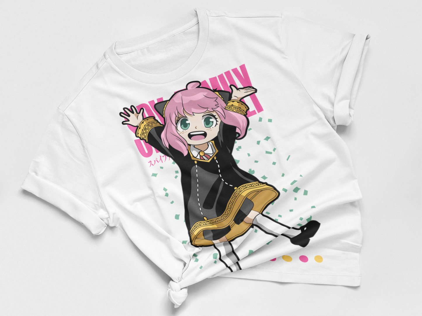 Spy X Family Anya Forger Tee in white knotted in cute style.