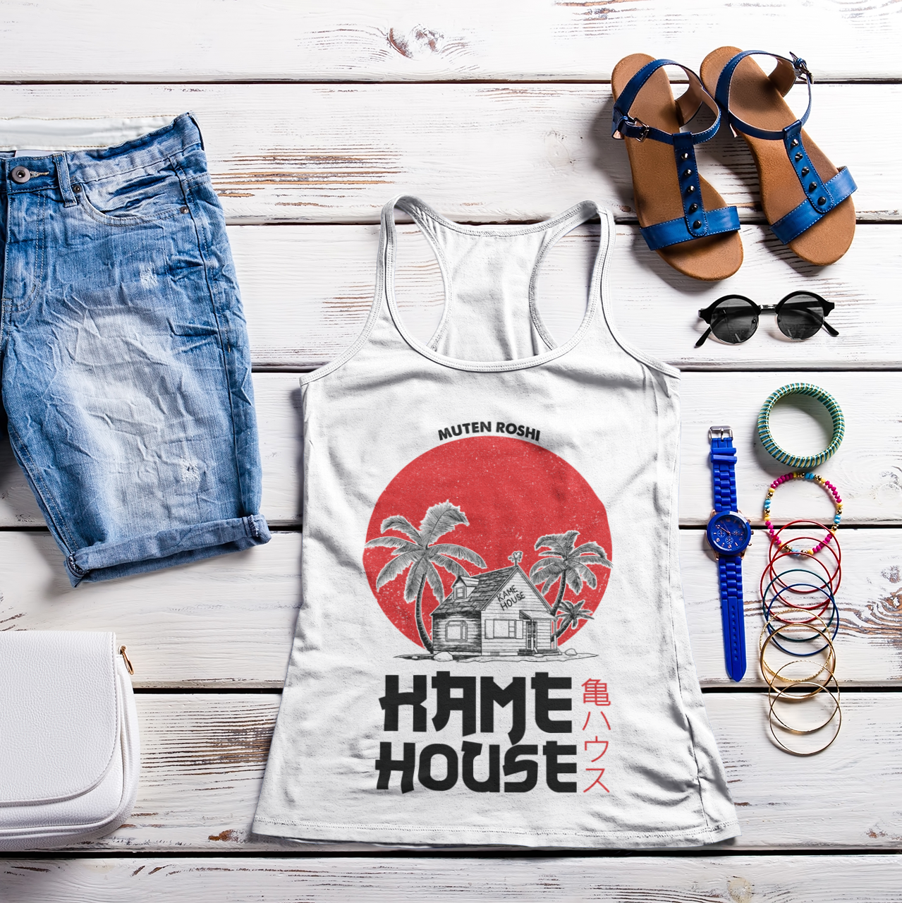 Dragon Ball Kame House Tank Top in white fresh summer outfit
