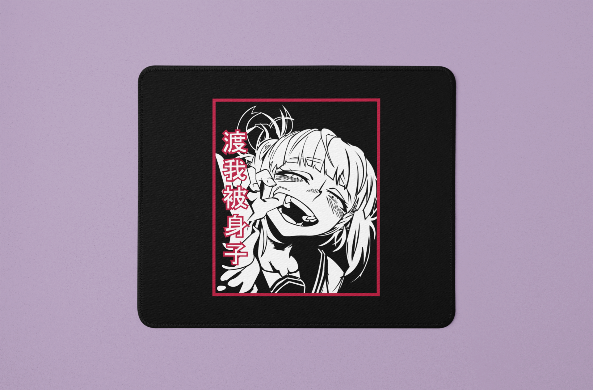 Himiko Toga Expression Mouse Pad against minimalist surface.