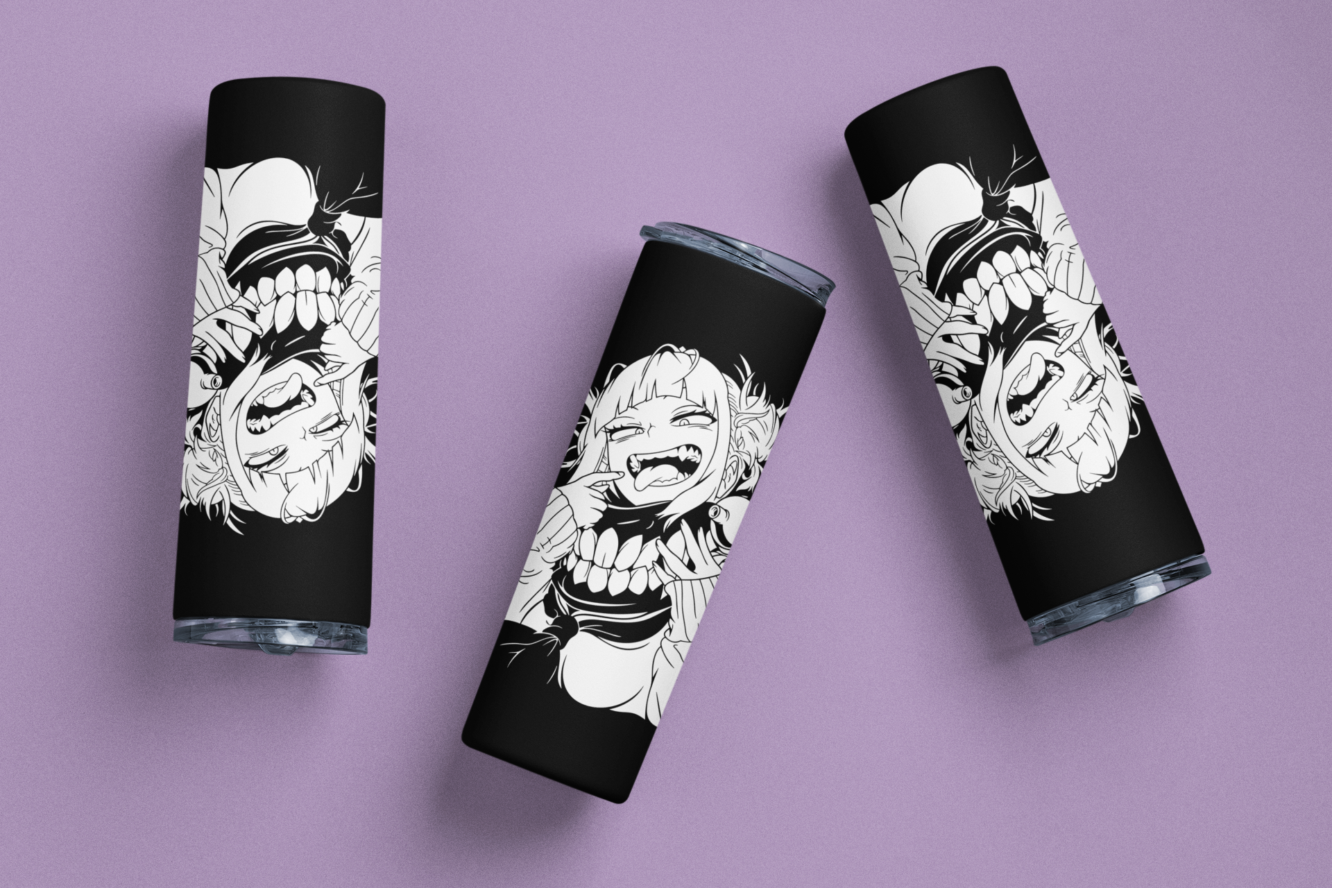 Himiko Toga Villain Skinny Tumblers against minimalist surface.