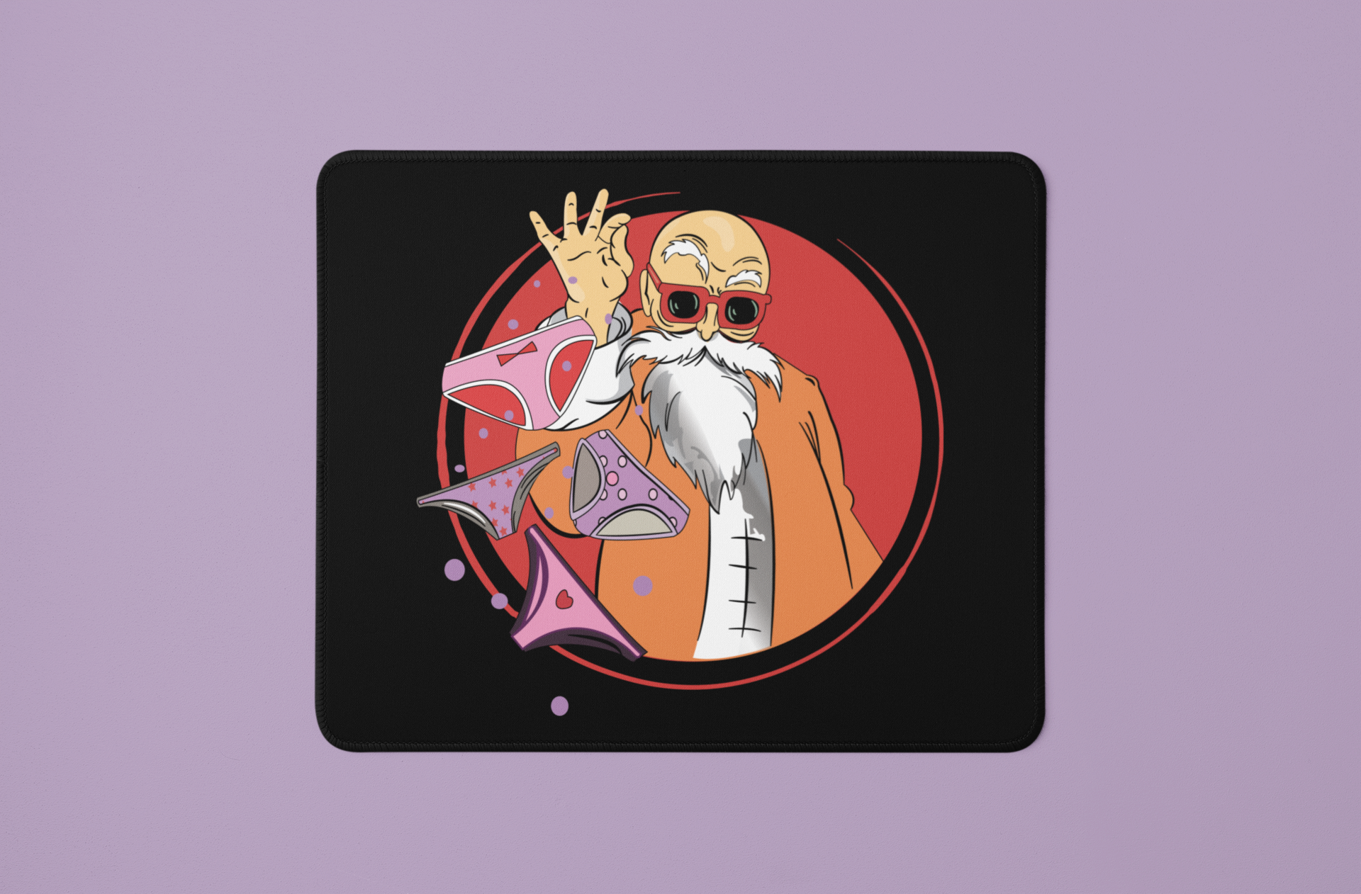 Master Roshi Underwear Toss Mouse Pad against minimalist surface.