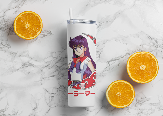 Sailor Mars Crescent Moon Skinny Tumbler featuring some oranges