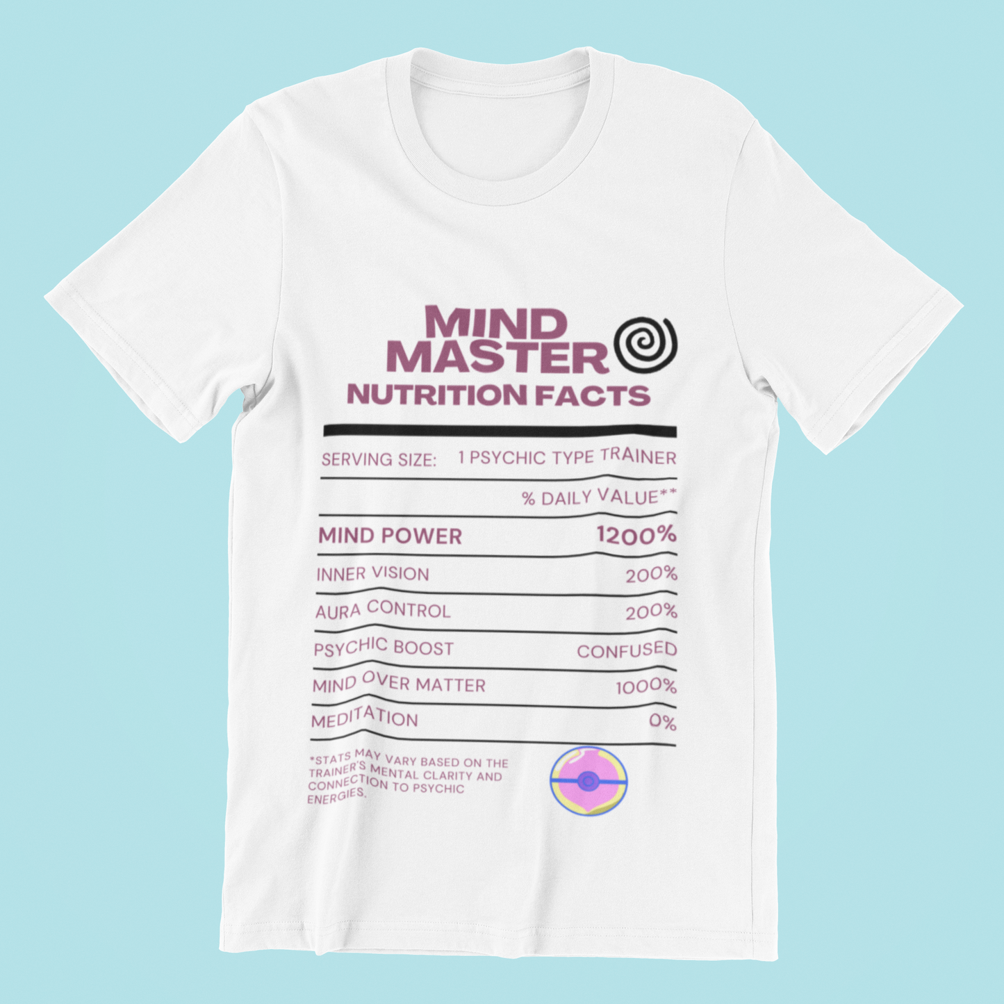 Psychic-Type Master Trainer Nutrition Facts Tee