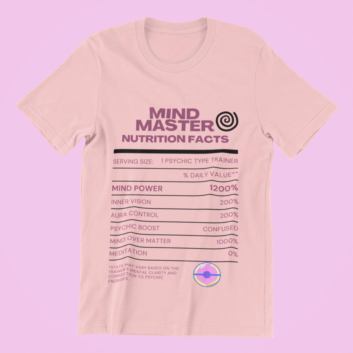 Psychic-Type Master Trainer Nutrition Facts Tee