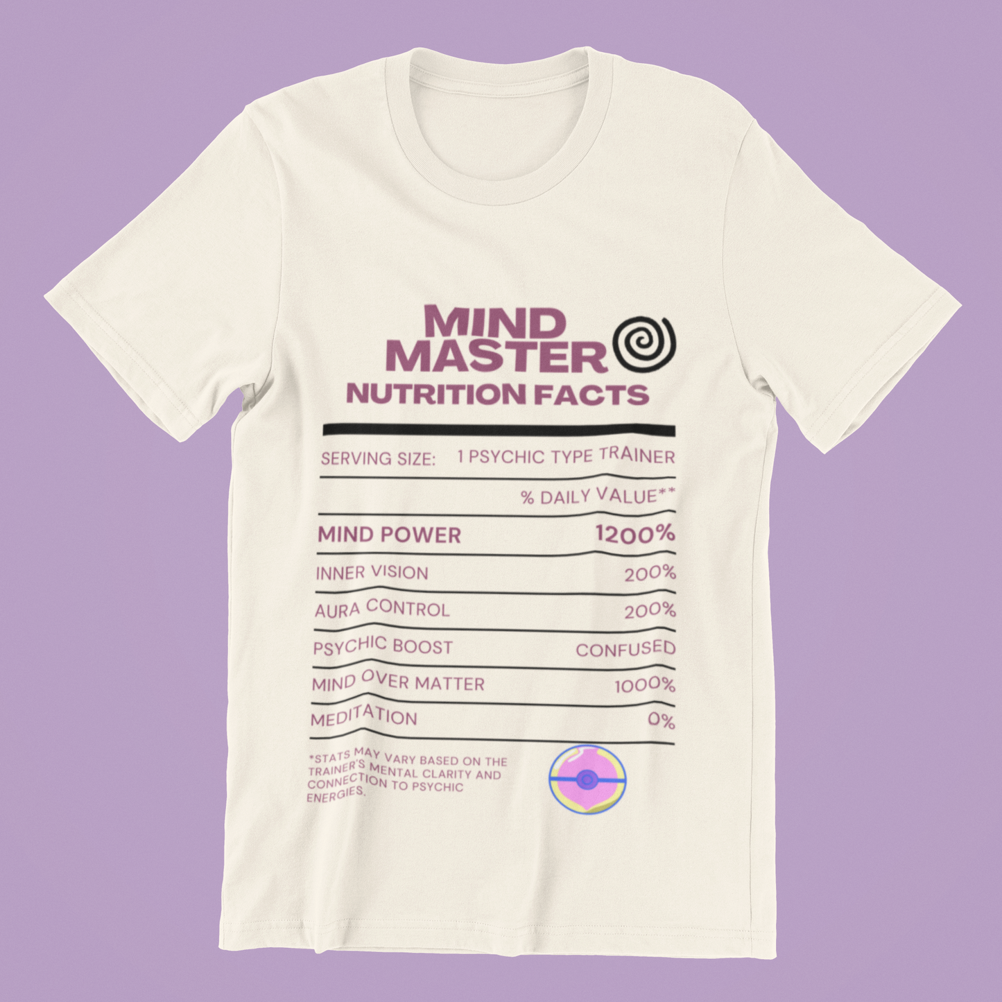 Psychic-Type Master Trainer Nutrition Facts Tee