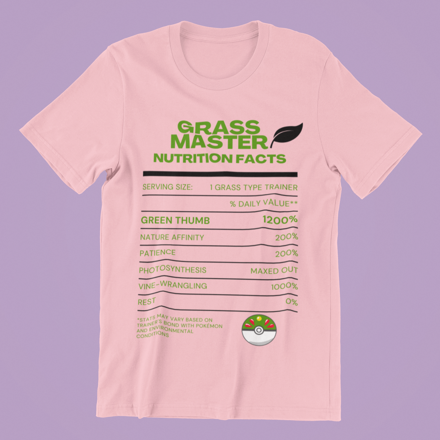 Grass-Type Master Trainer Nutrition Facts Tee