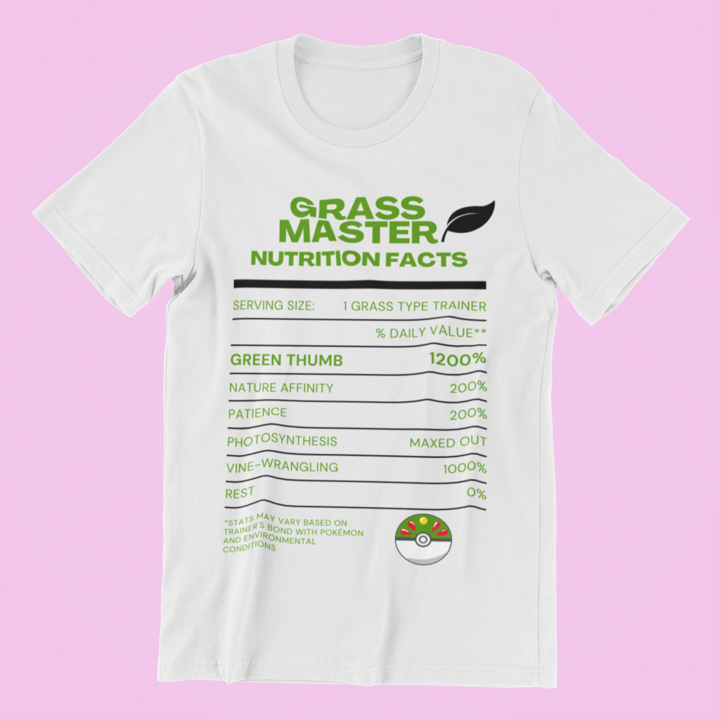 Grass-Type Master Trainer Nutrition Facts Tee