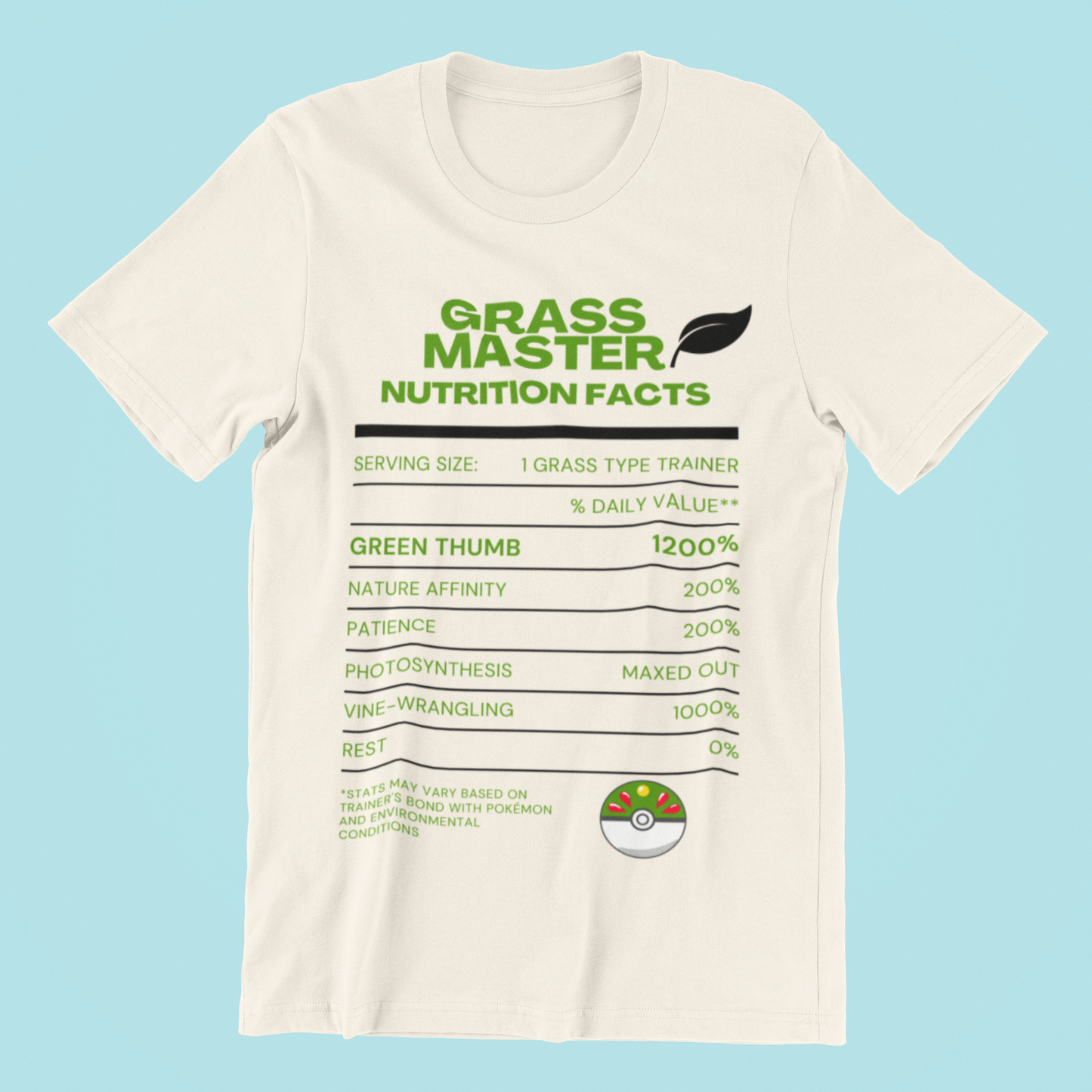 Grass-Type Master Trainer Nutrition Facts Tee