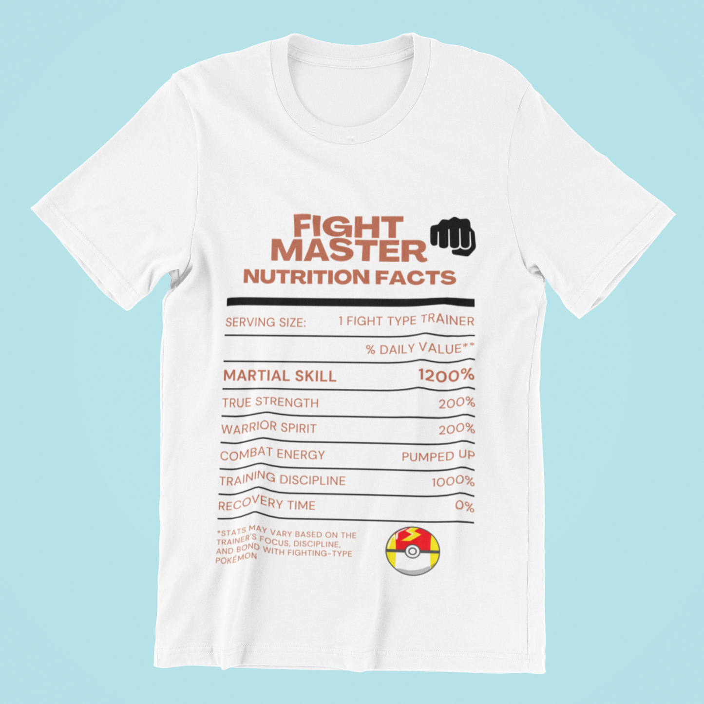 Fighting-Type Master Trainer Nutrition Facts Tee