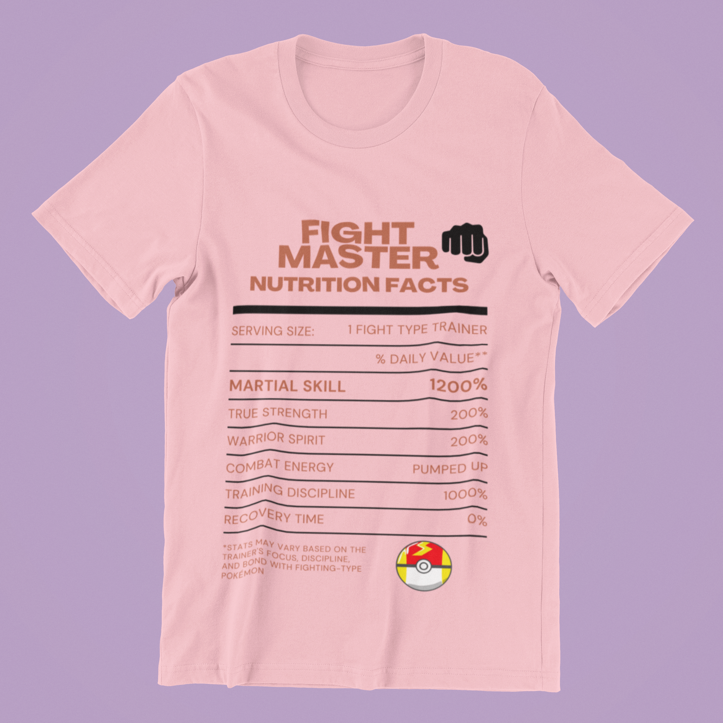 Fighting-Type Master Trainer Nutrition Facts Tee