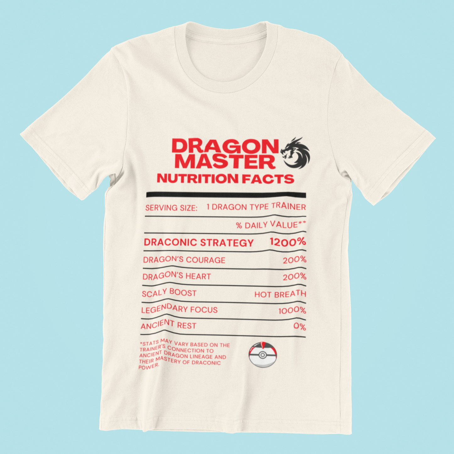 Dragon-Type Master Trainer Nutrition Facts Tee