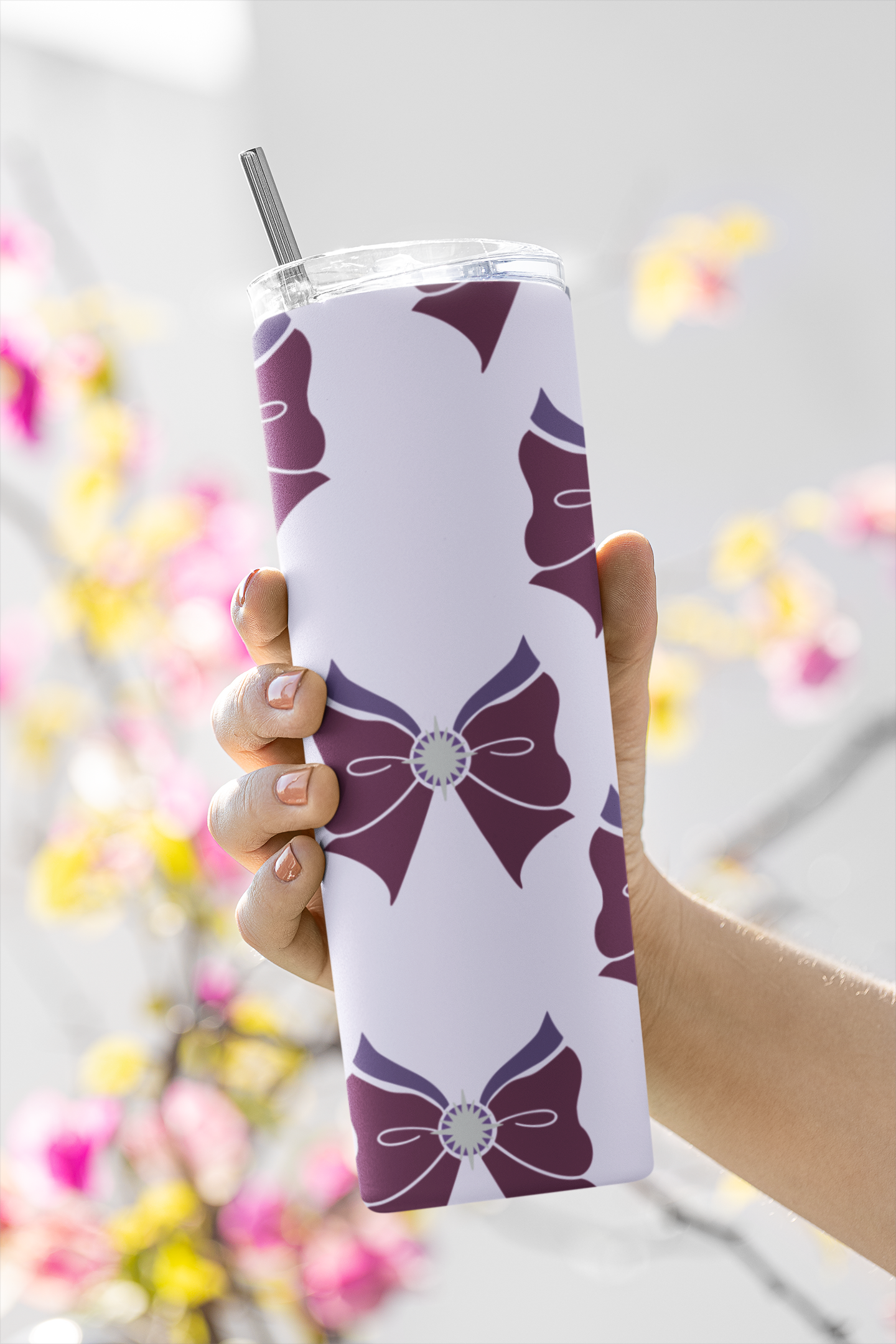 Sailor Saturn Bow Pattern Skinny Tumbler