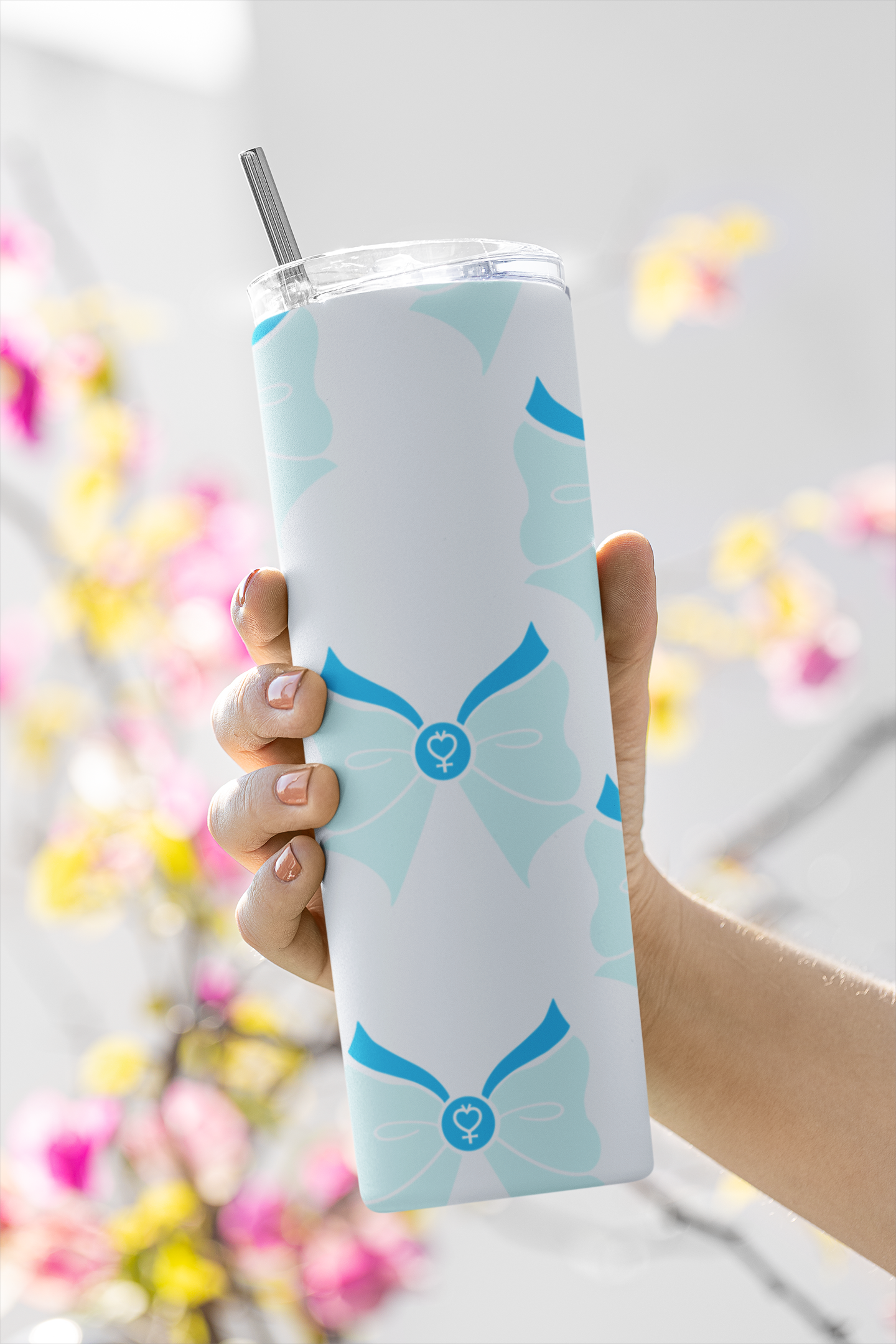 Sailor Mercury Bow Pattern Skinny Tumbler