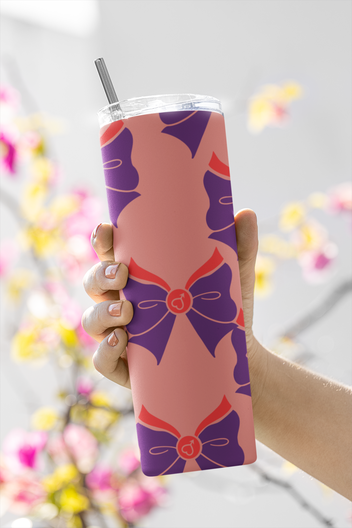 Sailor Mars Bow Pattern Skinny Tumbler