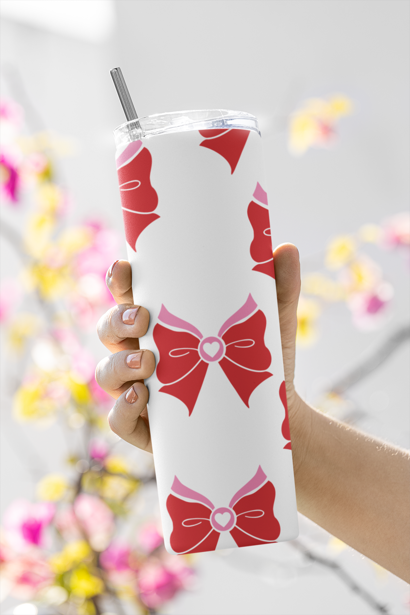 Sailor Chibi Moon Bow Pattern Skinny Tumbler