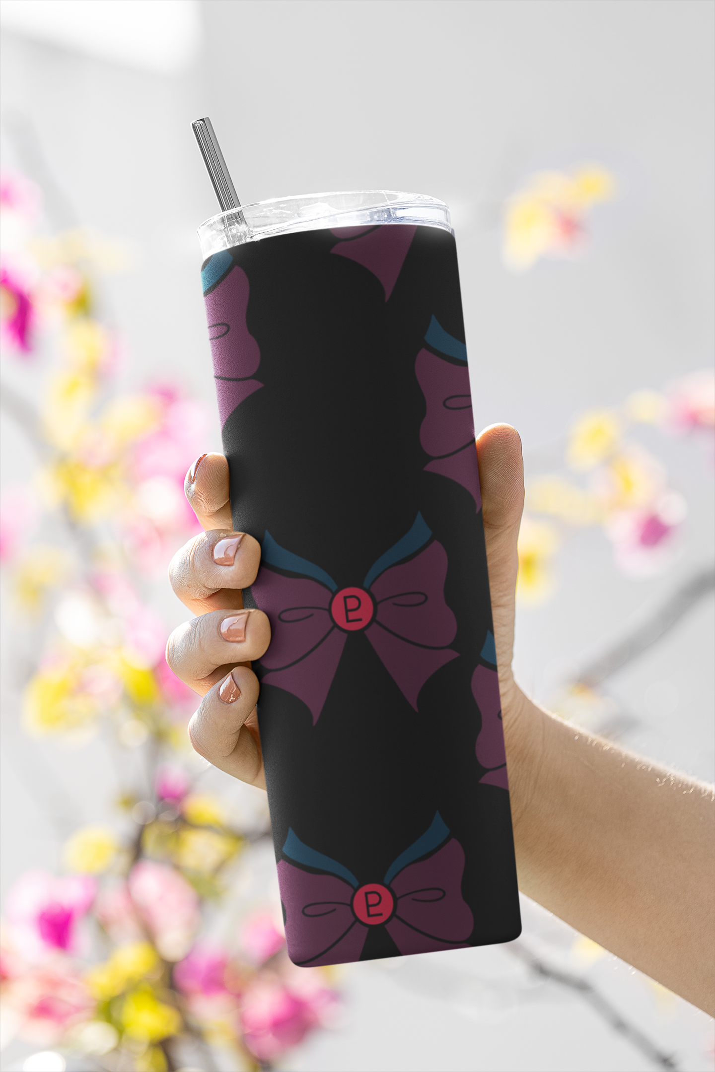 Sailor Pluto Bow Pattern Skinny Tumbler