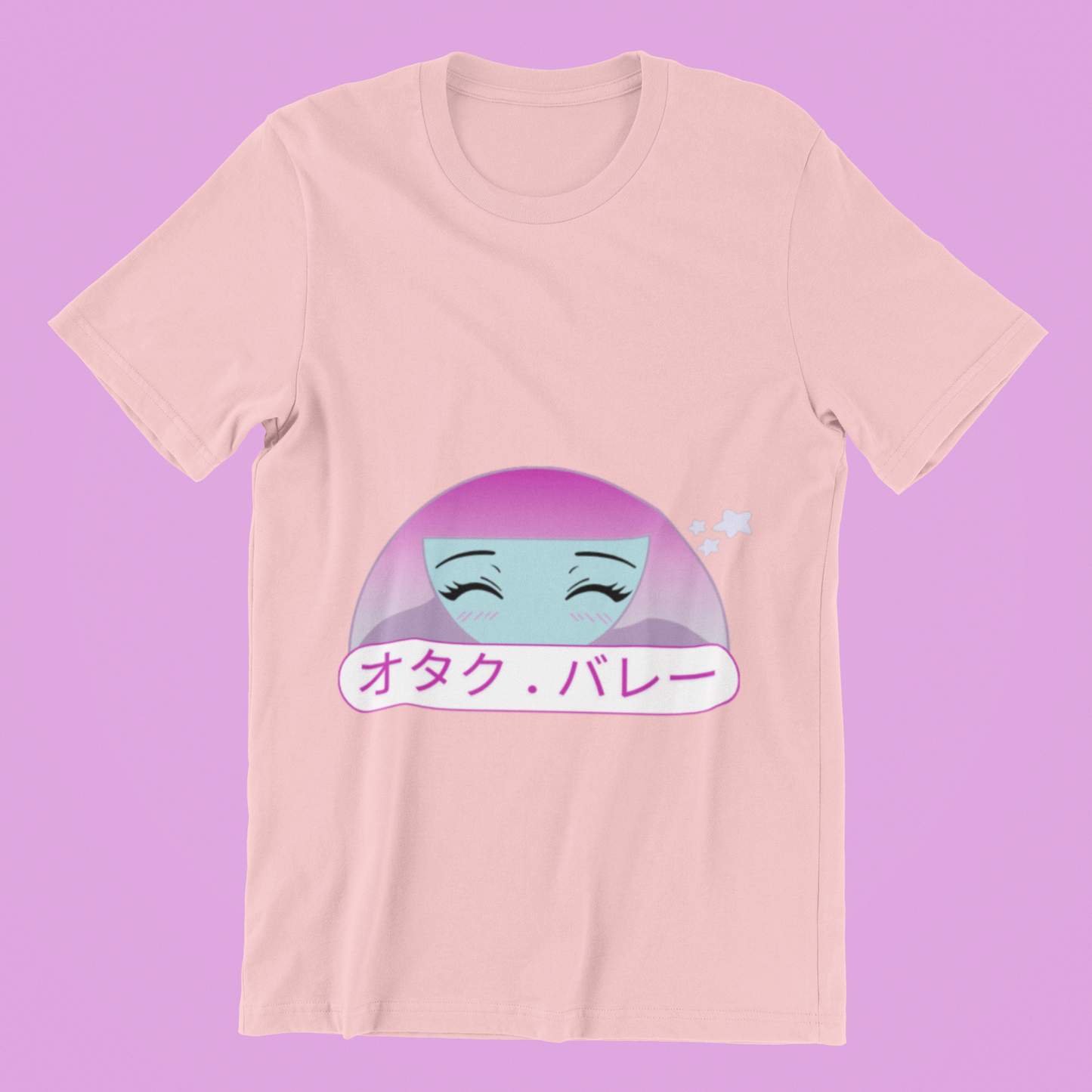 Otaku Valley Logo Tee in pink against minimalist surface.