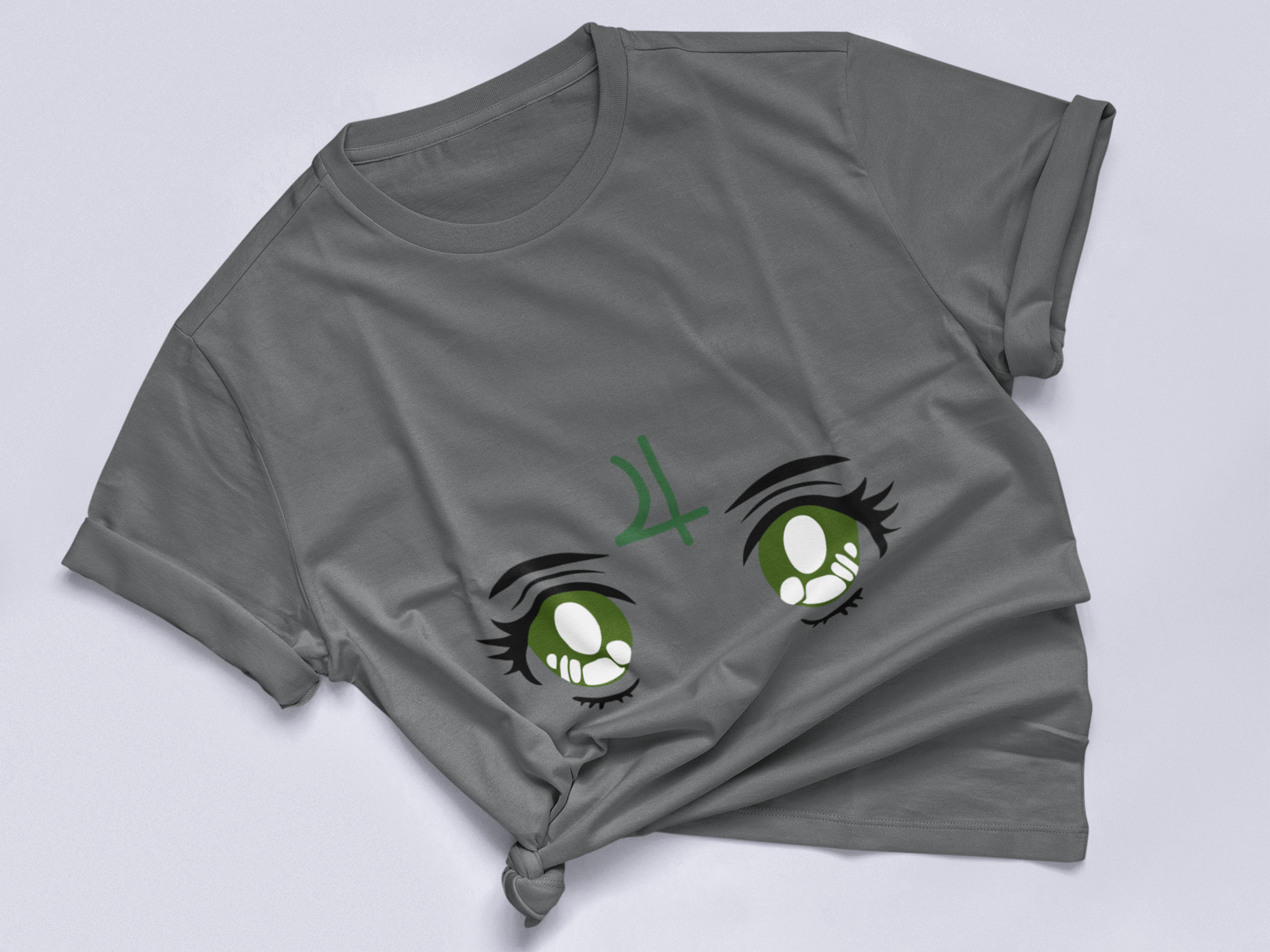 Sailor Jupiter Transformation Eyes Tee in asphalt knotted in cute style.