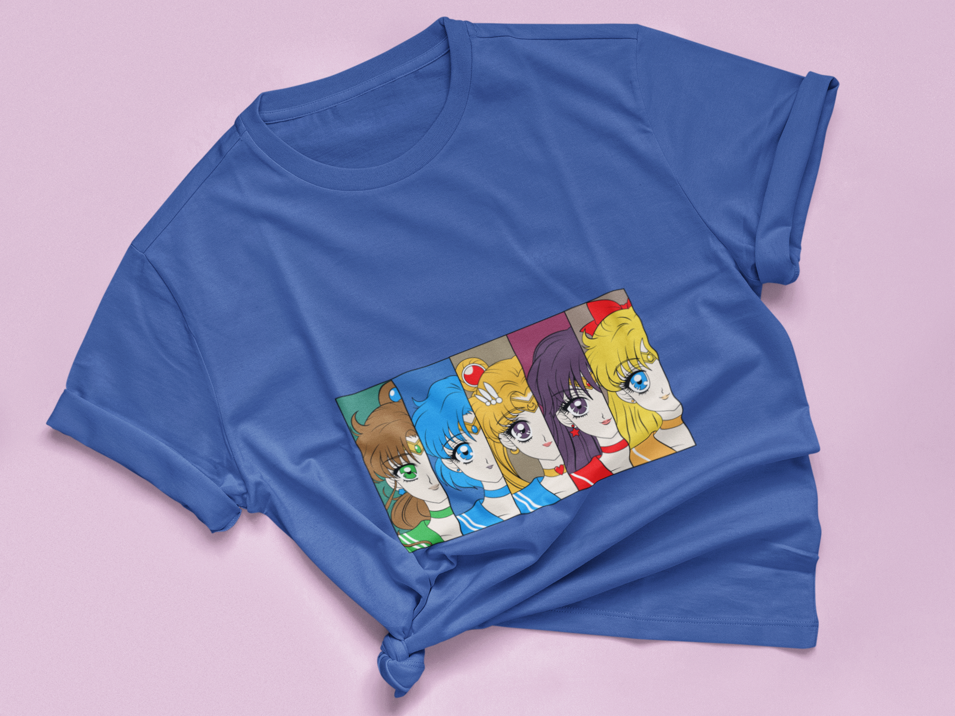 Sailor Scouts Portrait Tee in true royal knotted in cute style.