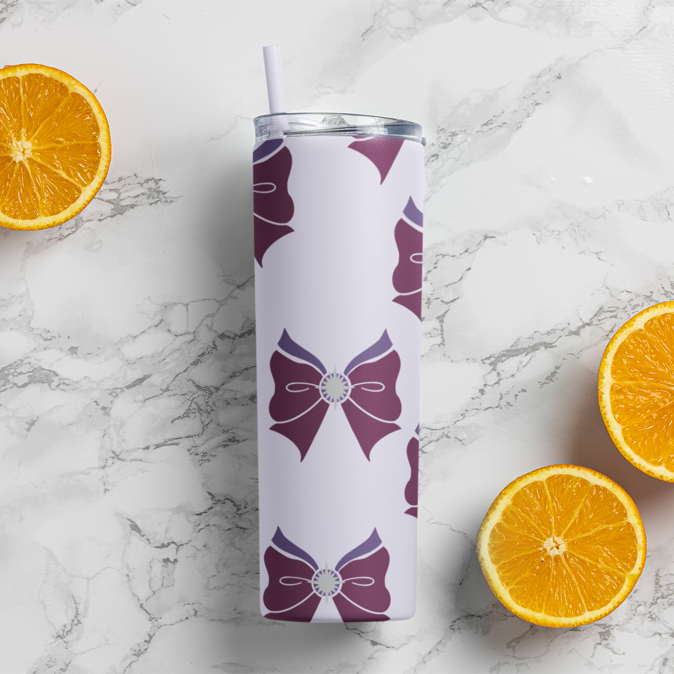 Sailor Saturn Bow Pattern Skinny Tumbler