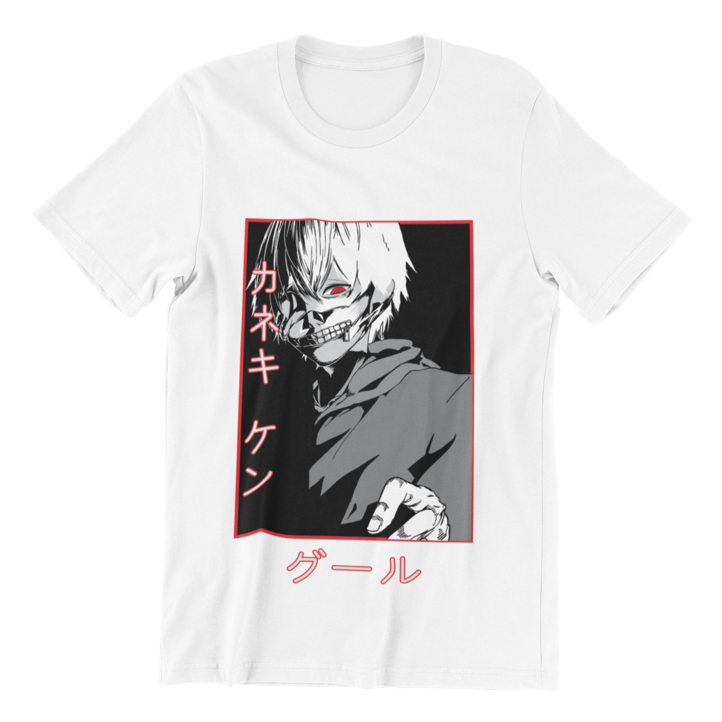 Tokyo Ghoul Kaneki Ken Mask Tee in white against minimalist surface.